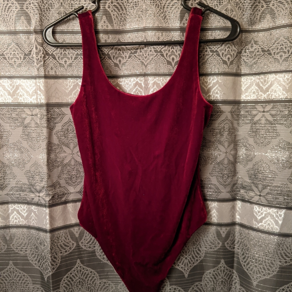 Burgundy Velvet bodysuit